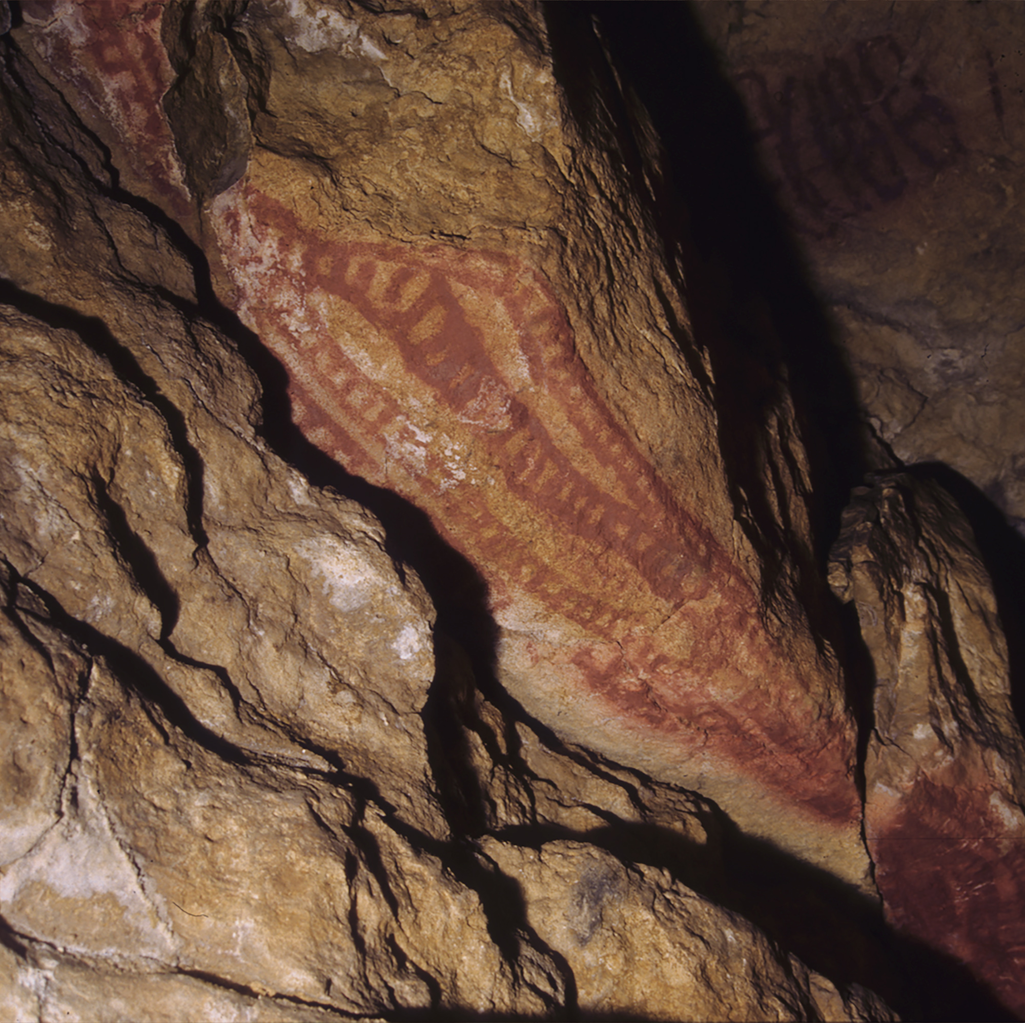 The Cave of Altamira Spain ceiling Red sign