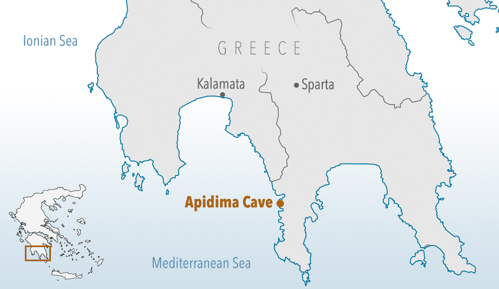 The partial skull was found in the Apidima cave