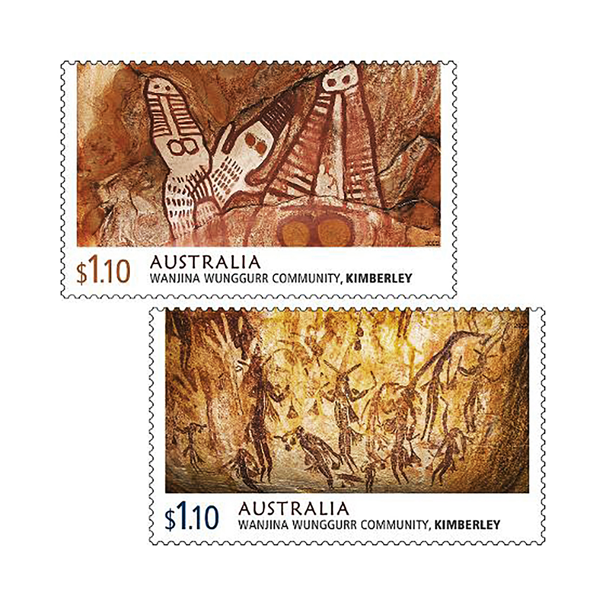 Kimberley rock art new stamps Australia paintings Wanjina Wunggurr