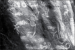 handprints animals rock art Kunlunshan Mountains Xinjiang