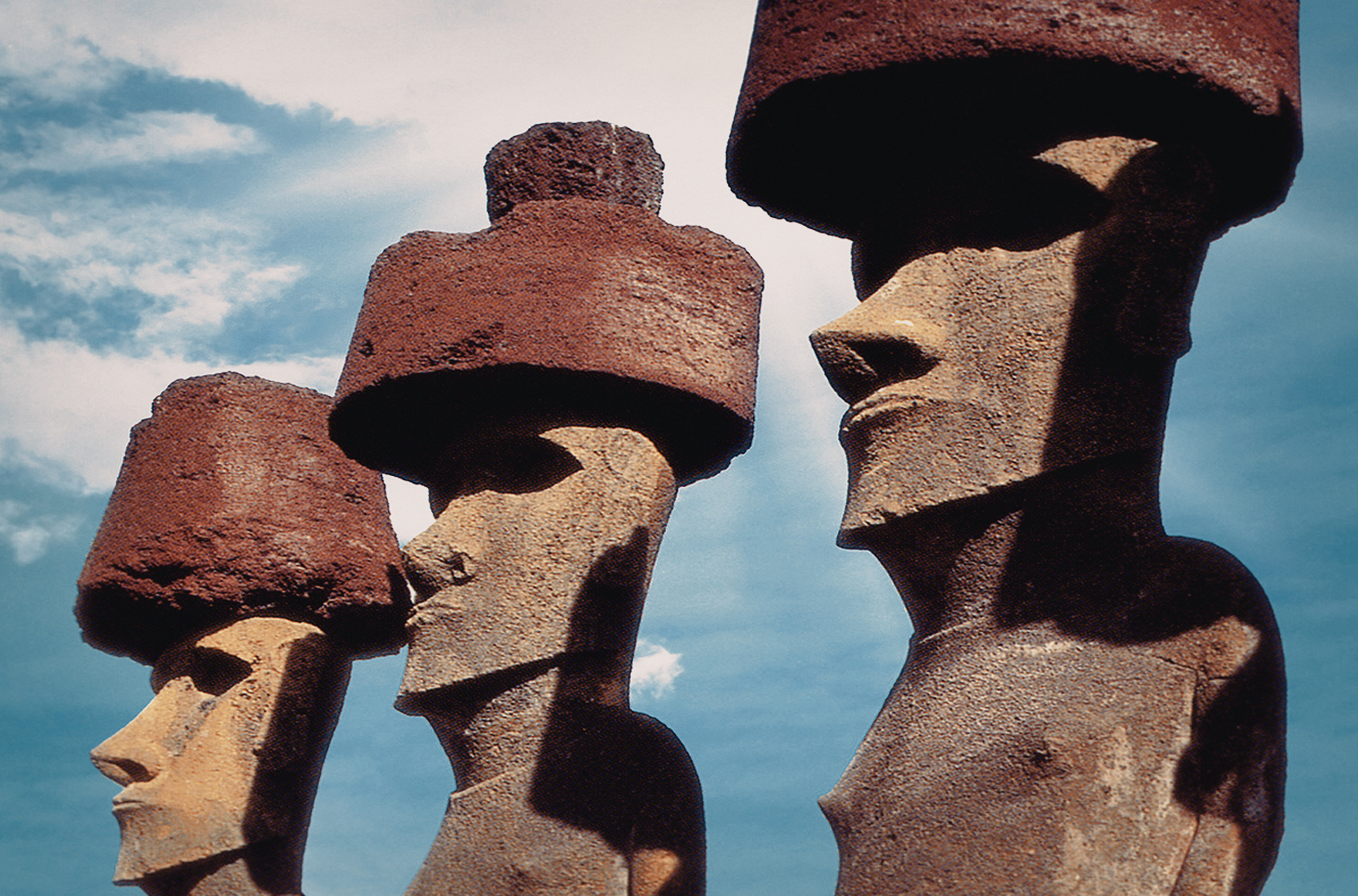Pukao Red Hats or Topknots Rock Art Easter Island Rapa Nui Moai Archaeology Bradshaw Foundation