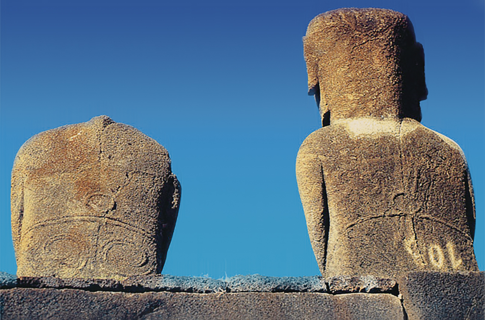 Carved backs of the Moai Rock Art Easter Island Rapa Nui Archaeology Bradshaw Foundation