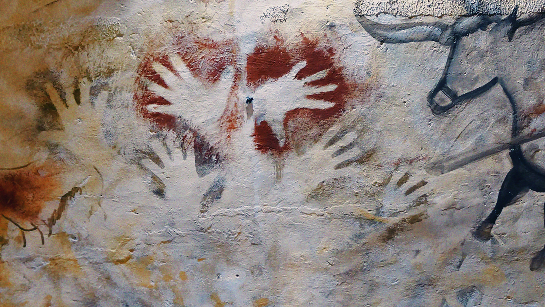 Painted hands in the cave of Altamira
