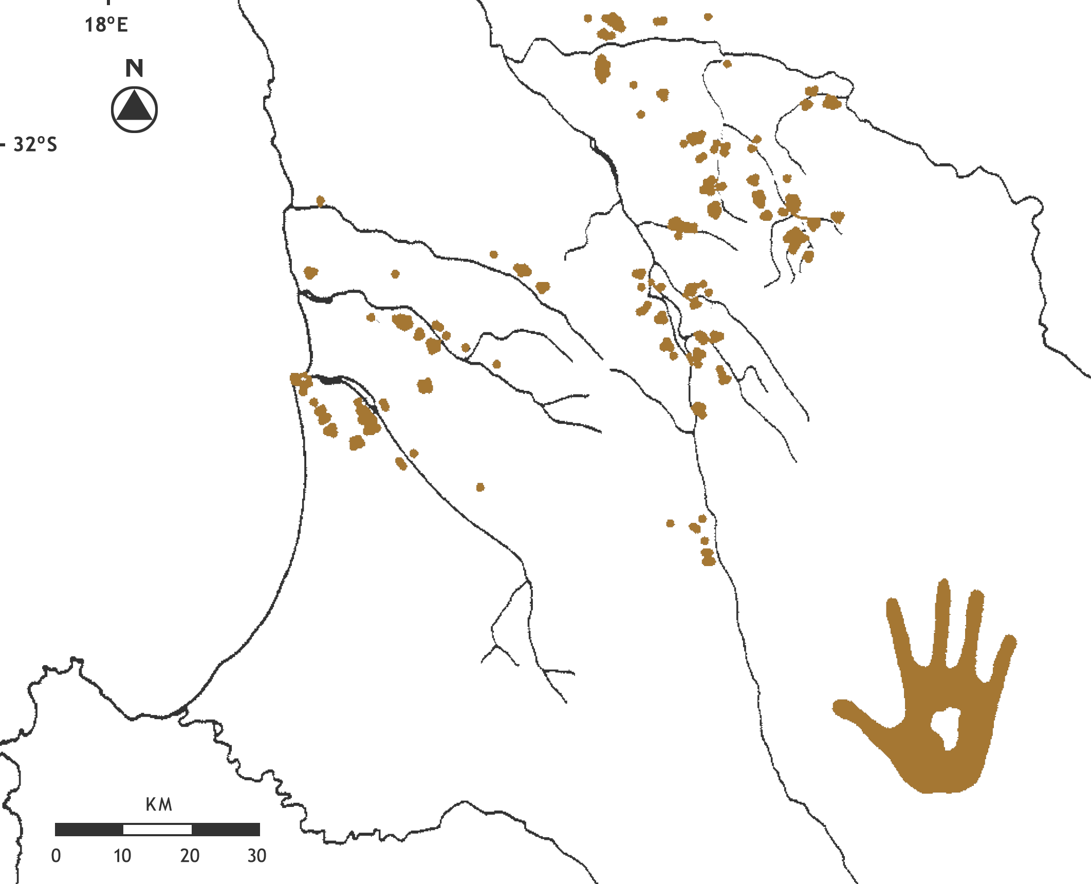 Hand prints from the south-western Cape
