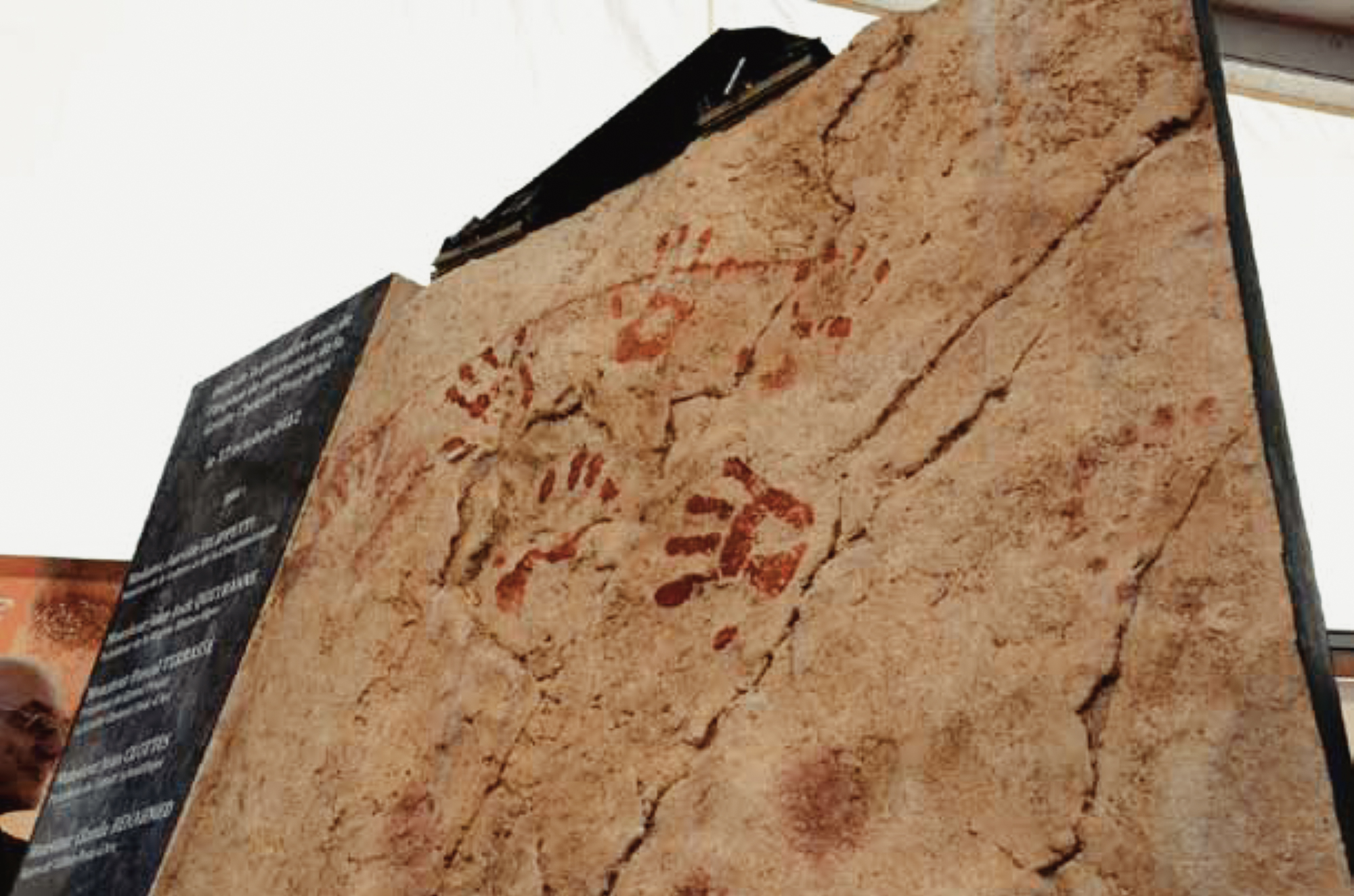 Handprints made on the occasion of the official beginning of the work for the Chauvet Cave Replica on 12 October 2012