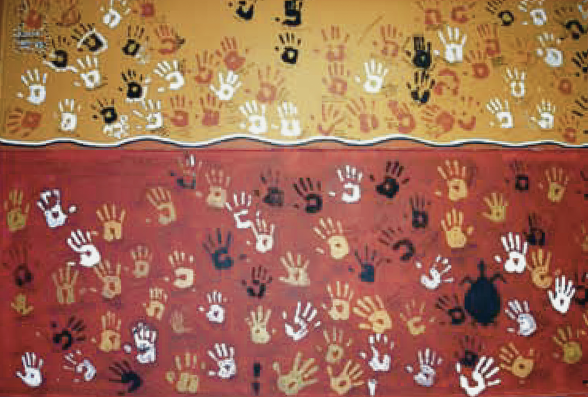 odern handprints of the village inhabitants in an Australian aboriginal school Kendall High School