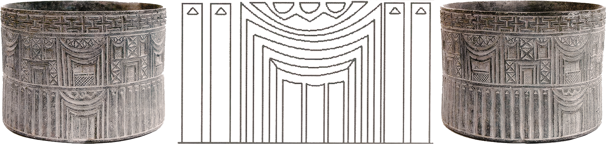Chlorite vase exterior entrance of the Jiroft vase building