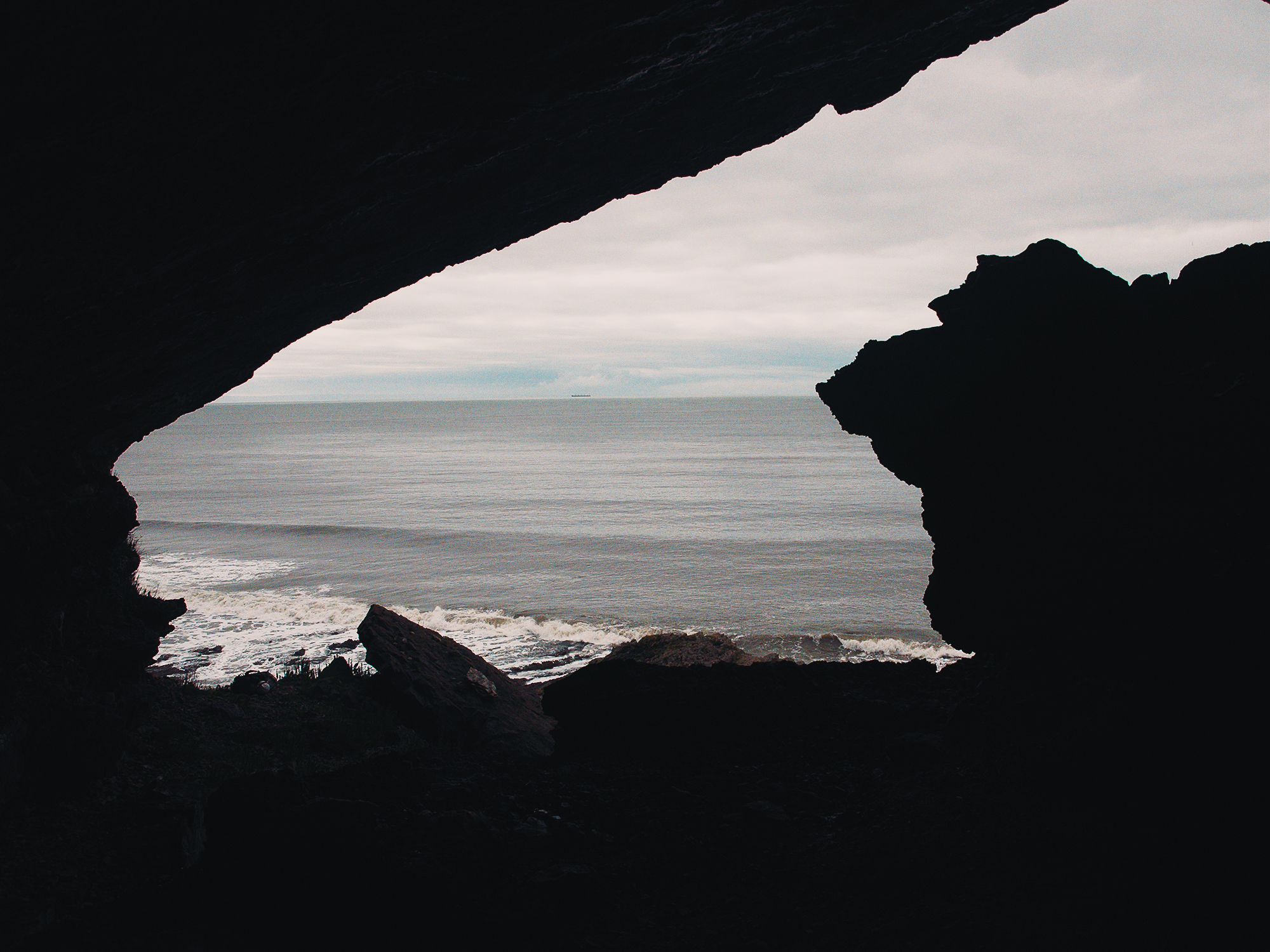 Inside the cave looking south over the Bristol Channel