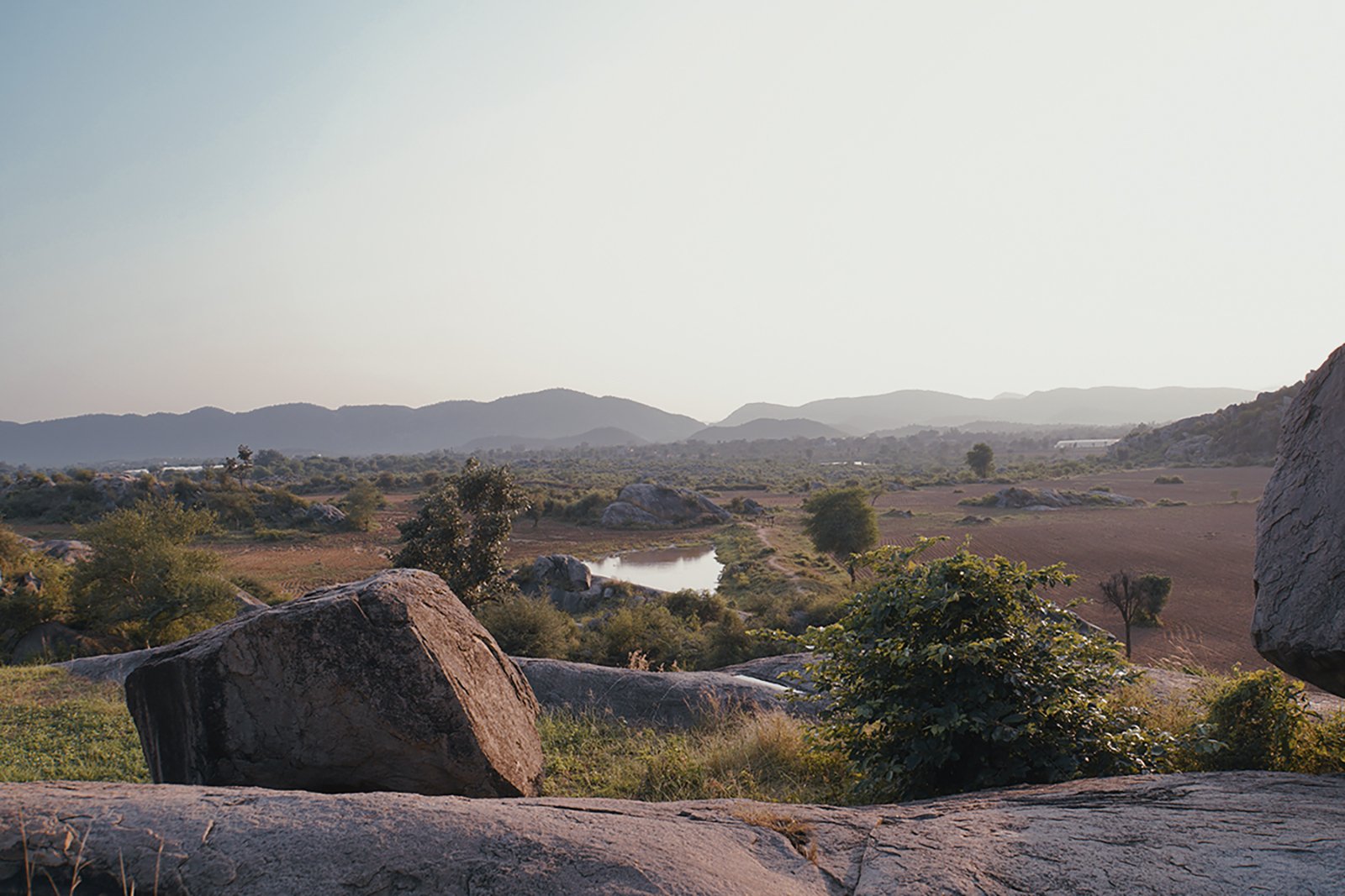 Landscape, surrounded by the green hills of the Aravalli mountains