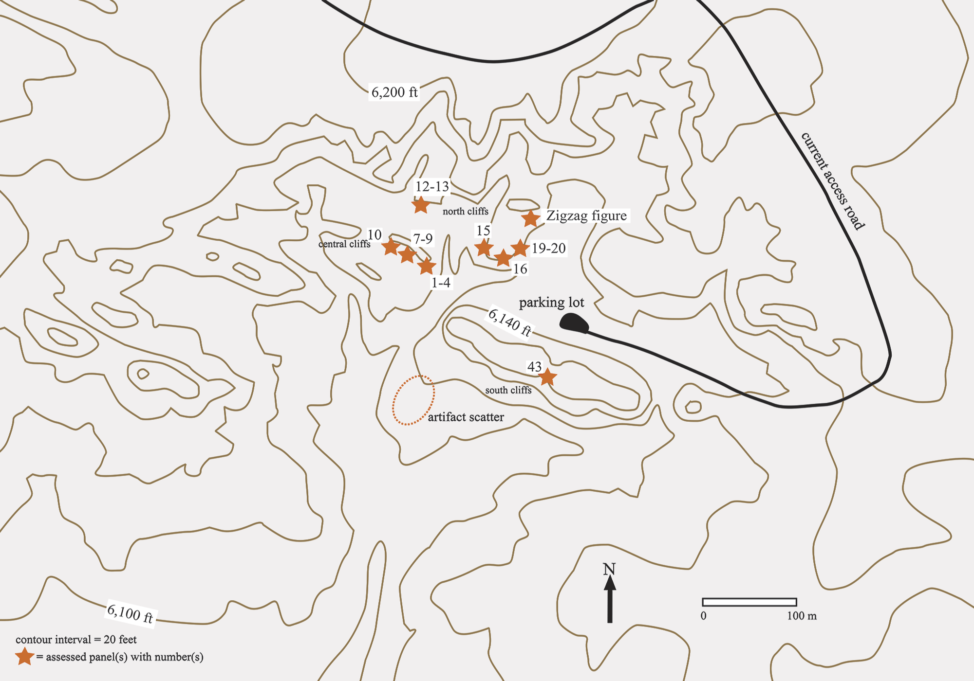 Map of Castle Gardens Showing Location of Old Car Park and Rock Art Panels Johannes Loubser Rock Art Network Archaeology Bradshaw Foundation