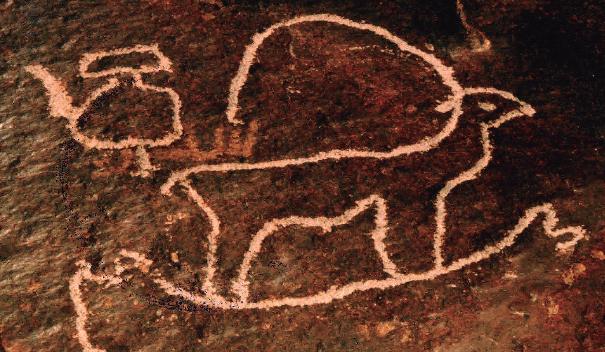 Representation of a big ibex and a pot