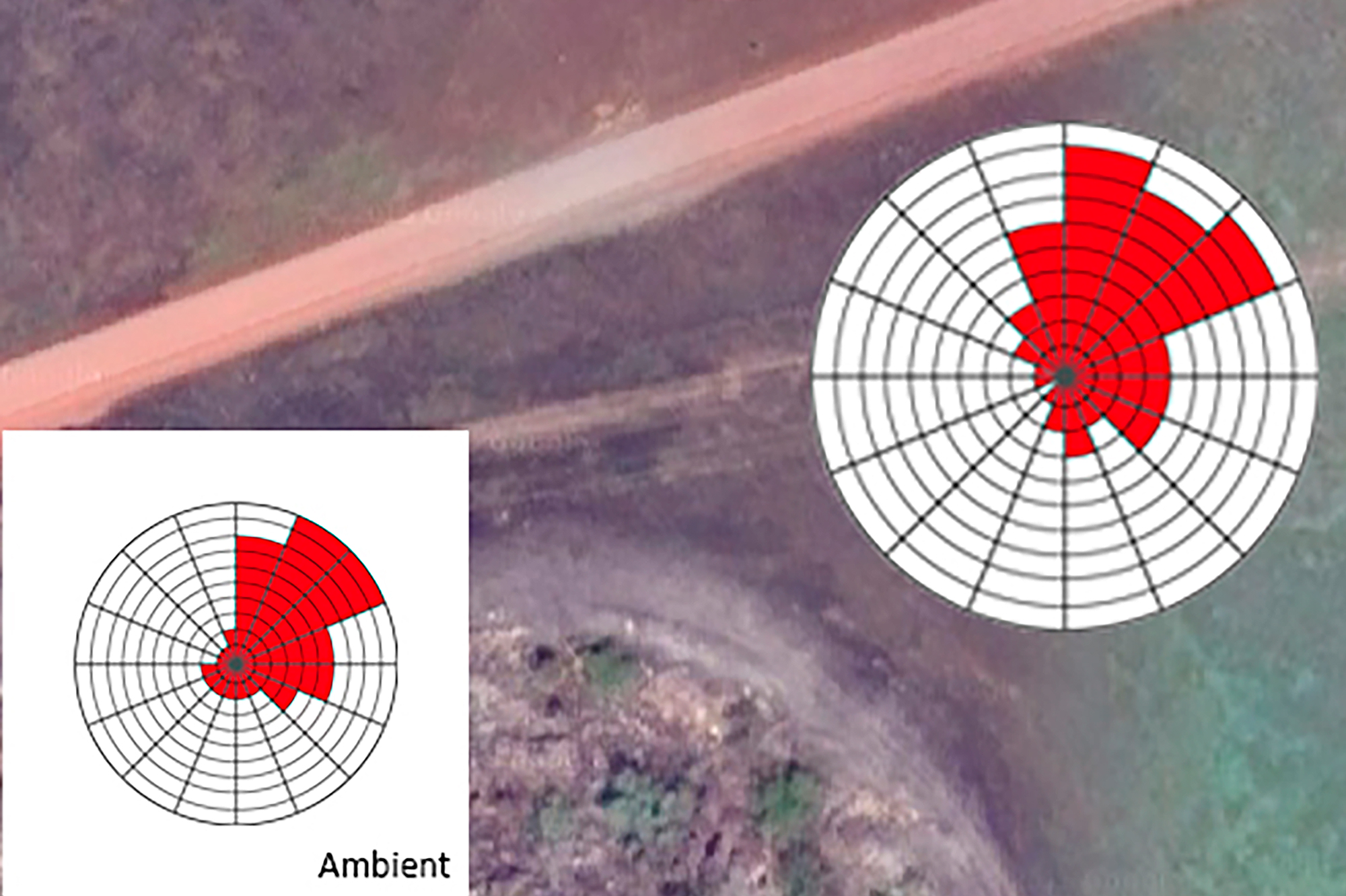 The results from directional samples were plotted as rosette diagrams, giving a clear indication that the Gunbalanya road was the primary source of dust when factoring prevailing wind direction.