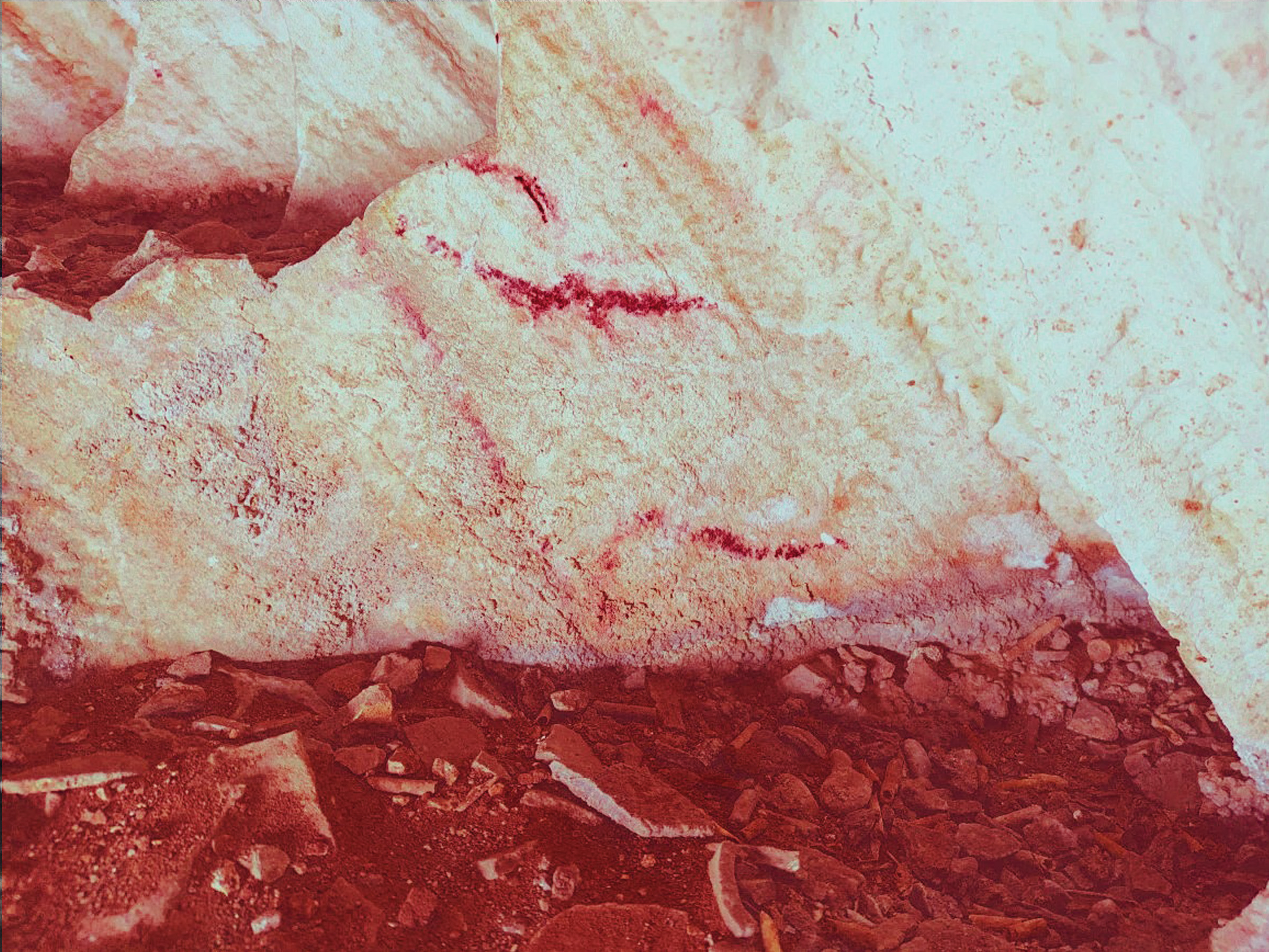 Ancient Rock Art Exploring Andalucia Painted Caves Spain Various forms of artistic endeavour (with their D-Stretch counterparts), present on speleothems and rock surfaces throughout the periphery walling of the cavern